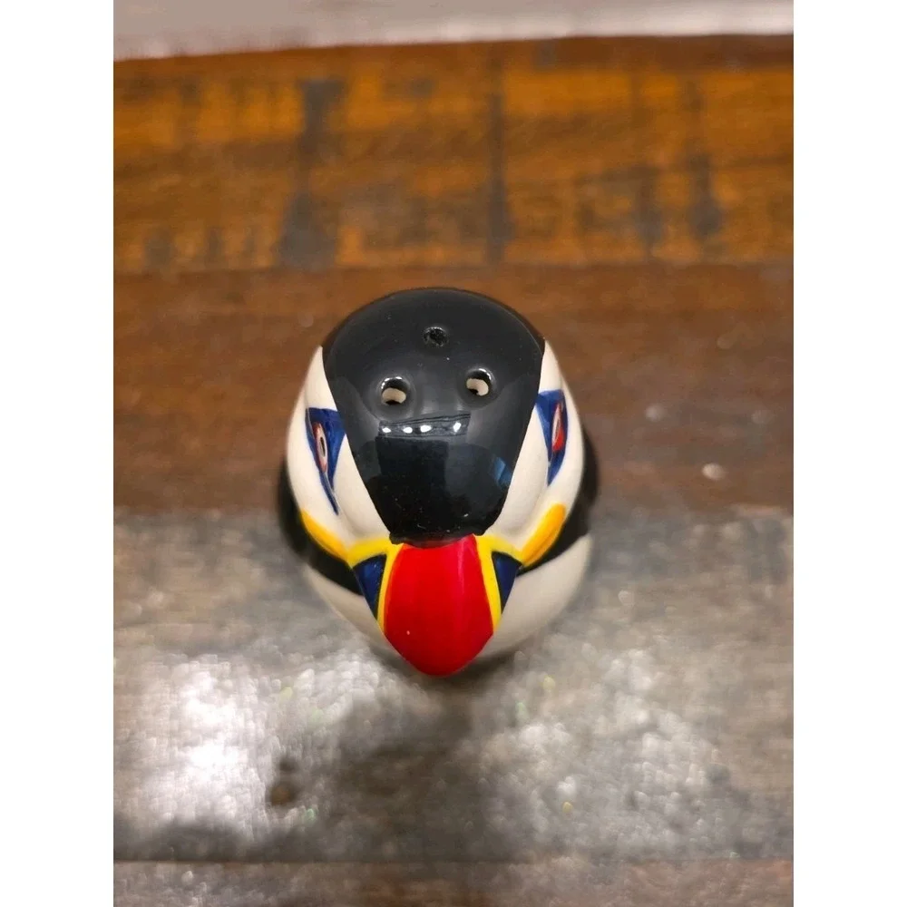 Hand Painted Ceramic Puffin Salt & Pepper Shaker Set Nautical Coastal Birds